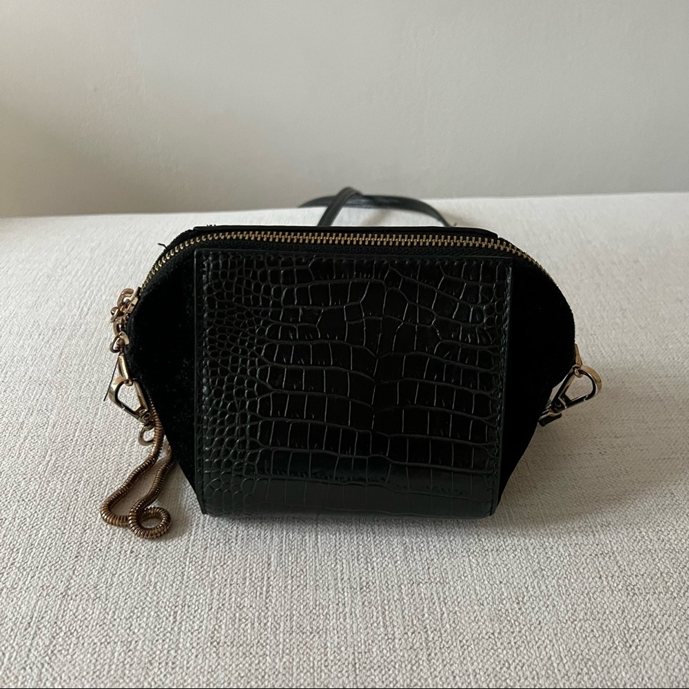 Black Gold Croc Velvet Anthropologie Crossbody Mini Bag Purse